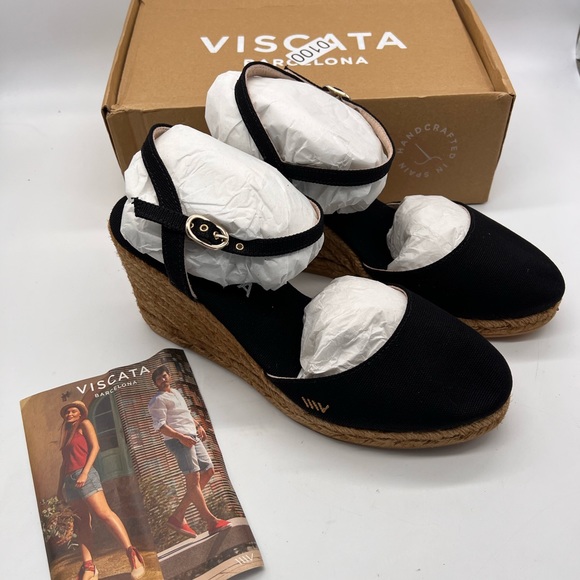 Viscata Peratallada Espadrille Canvas Wedges Spain Handmade 3 ½” Heel Women's 9 - Picture 11 of 16